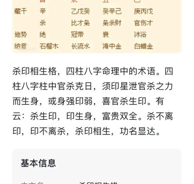 七杀配正印，富贵如画