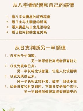 八字配对婚姻吉凶，日支透露配偶容颜。